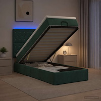 vidaXL Ottoman-säng med madrass och LED Mörkgrön 90 x 200 cm Sammet