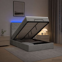 vidaXL Ottoman-säng med madrass och LED Ljusgrå 120 x 200 cm Sammet