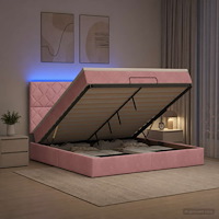vidaXL Ottoman-säng med madrass och LED Rosa 140 x 200 cm Sammet