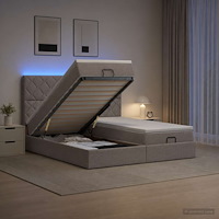 vidaXL Ottoman-säng med madrass och LED Taupe 180 x 200 cm Tyg
