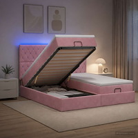 vidaXL Ottoman-säng med madrass och LED Rosa 160 x 200 cm Sammet