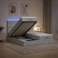 vidaXL Ottoman-säng med madrass och LED Ljusgrå 160 x 200 cm Sammet