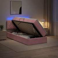 vidaXL LED förvaringssäng med madrass Rosa 90 x 200 cm Sammet