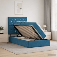 vidaXL Förvaringssäng med madrass Mörkblå 100 x 200 cm Sammet