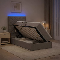 vidaXL LED förvaringssäng med madrass Taupe 90 x 200 cm Tyg