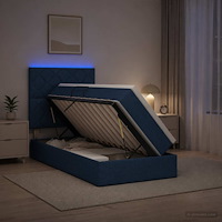 vidaXL LED förvaringssäng med madrass Blå 90 x 200 cm Tyg