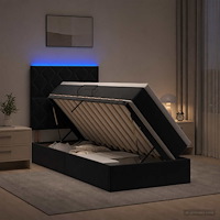 vidaXL LED förvaringssäng med madrass Svart 100 x 200 cm Sammet