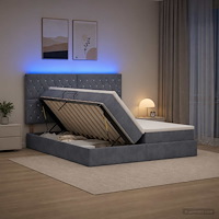 vidaXL LED förvaringssäng med madrass Mörkgrå 180 x 200 cm Sammet