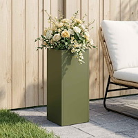 vidaXL Trädgårdsplanterare Olivgrön 20 x 20 x 50 cm Kallvalsat stål