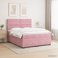 vidaXL Kontinentalsäng med madrass Rosa 160 x 200 cm Sammet