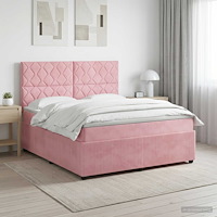 vidaXL Kontinentalsäng med madrass Rosa 160 x 200 cm Sammet