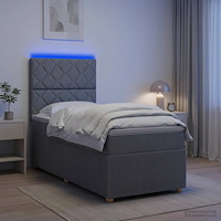 vidaXL LED sängram med madrass med huvudgavel Ljusgrå 80 x 200 cm Tyg