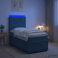 vidaXL LED sängram med madrass med huvudgavel Blå 80 x 200 cm Sammet