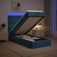 vidaXL Ottoman-säng med madrass och LED Mörkblå 80 x 200 cm Sammet