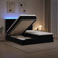 vidaXL Ottoman-säng med madrass och LED Svart 160 x 200 cm Sammet