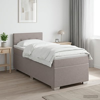 vidaXL Kontinentalsäng med madrass Taupe 100 x 200 cm Tyg
