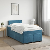 vidaXL Kontinentalsäng med madrass Blå 120 x 190 cm Sammet
