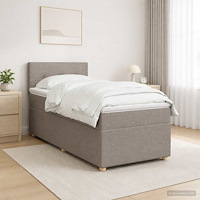 vidaXL Kontinentalsäng med madrass Taupe 100 x 200 cm Tyg