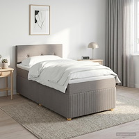 vidaXL Kontinentalsäng med madrass Taupe 100 x 200 cm Tyg