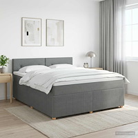 vidaXL Kontinentalsäng med madrass Mörkgrå 180 x 200 cm Tyg