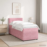 vidaXL Kontinentalsäng med madrass Rosa 100 x 200 cm Sammet