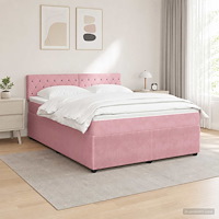 vidaXL Kontinentalsäng med madrass Rosa 140 x 200 cm Sammet