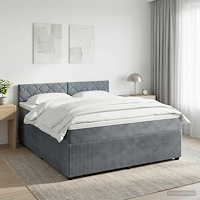 vidaXL Kontinentalsäng med madrass Mörkgrå 140 x 200 cm Sammet