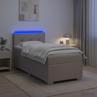 vidaXL Boxspring säng med madrass och LED Taupe 100 x 200 cm Tyg