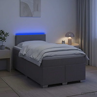 vidaXL Boxspring säng med madrass och LED Taupe 120 x 190 cm Tyg