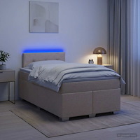 vidaXL Boxspring säng med madrass och LED Gräddvit 120 x 190 cm Tyg
