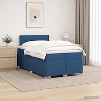 vidaXL Boxspring säng med madrass och LED Blå 120 x 190 cm Tyg