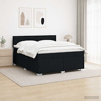 vidaXL Boxspring säng med madrass och LED Svart 140 x 200 cm Tyg