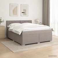 vidaXL Boxspring säng med madrass och LED Taupe 140 x 200 cm Tyg