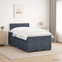 vidaXL Boxspring säng med madrass och LED Mörkgrå 120 x 190 cm Sammet