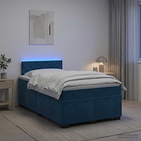 vidaXL Boxspring säng med madrass och LED Blå 120 x 190 cm Sammet
