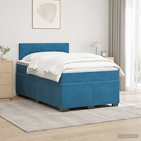 vidaXL Boxspring säng med madrass och LED Blå 120 x 200 cm Sammet