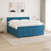 vidaXL Boxspring säng med madrass och LED Blå 140 x 190 cm Sammet