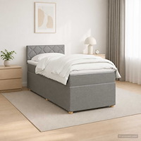 vidaXL Kontinentalsäng med madrass Ljusgrå 100 x 200 cm Tyg