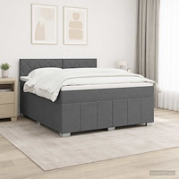 vidaXL Kontinentalsäng med madrass Mörkgrå 140 x 190 cm Tyg