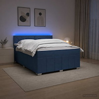 vidaXL Kontinentalsäng med madrass med huvudgavel Blå 160 x 200 cm Tyg