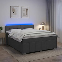 vidaXL Kontinentalsäng med madrass Mörkgrå 180 x 200 cm Tyg
