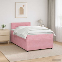vidaXL Kontinentalsäng med madrass Rosa 120 x 190 cm Sammet