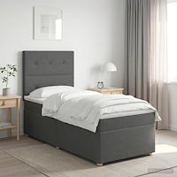 vidaXL Kontinentalsäng med madrass Mörkgrå 90 x 200 cm Tyg