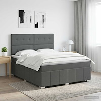vidaXL Kontinentalsäng med madrass Mörkgrå 180 x 200 cm Tyg