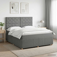 vidaXL Kontinentalsäng med madrass Mörkgrå 140 x 190 cm Tyg