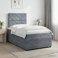 vidaXL Kontinentalsäng med madrass Mörkgrå 120 x 190 cm Sammet