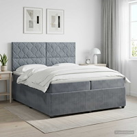 vidaXL Kontinentalsäng med madrass Mörkgrå 200 x 200 cm Sammet