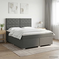vidaXL Kontinentalsäng med madrass Mörkgrå 140 x 200 cm Tyg
