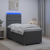 vidaXL LED sängram med madrass med huvudgavel Mörkgrå 90 x 200 cm Tyg