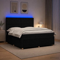 vidaXL LED sängram med madrass med huvudgavel Svart 140 x 190 cm Tyg